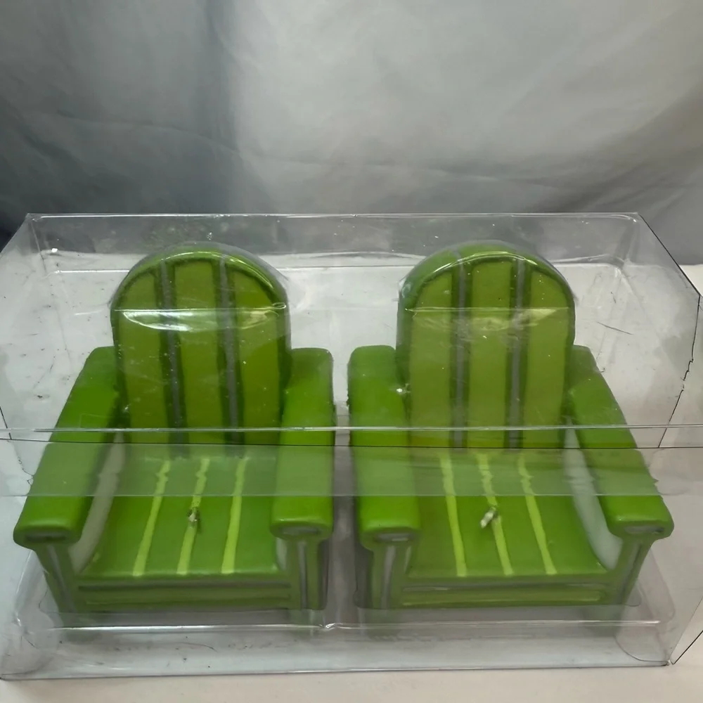 Yellow/White Beach Balls & Green Adirondack Chairs Candle Sets (U get Both) NWT